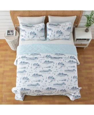 Linery Co. Coastal Toile Microfiber Quilt Set With Shams