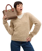 Coach Signature Coated Canvas Willow Tote 24 with Convertible Straps