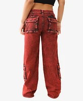 True Religion Women's Bobbi Baggy Cargo Flap Jeans