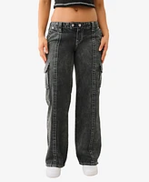 True Religion Women's Nathalie Relaxed Big T Cargo Jeans