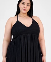 Absolutely Famous Trendy Plus Smocked X-Back Maxi Dress