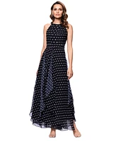 Betsy & Adam Women's Tie-Back Polka Dot Chiffon Dress