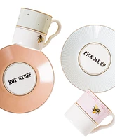 Yvonne Ellen Slogan Espresso Cup Saucers 8-Pc. Set, Service for 4