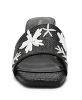 Anne Klein Women's Dolls Embroidered Raffia Block Heel Sandals