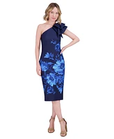 Eliza J Women's Asymmetric-Neck Scuba Sheath Dress