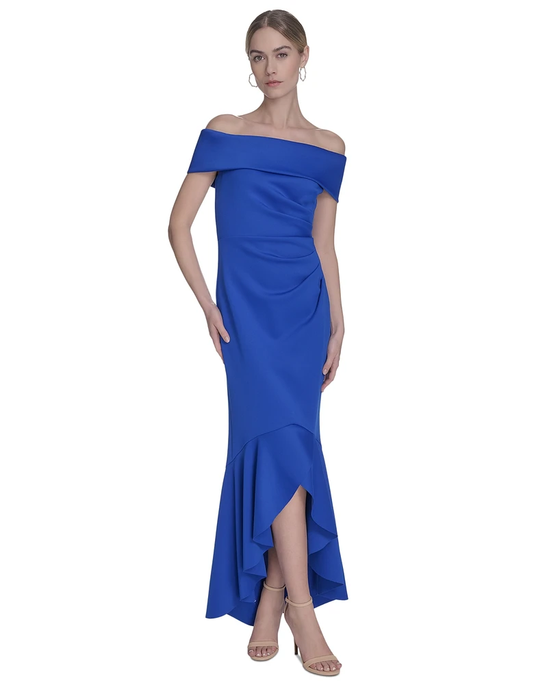Eliza J Women's High-Low Off-The-Shoulder Gown