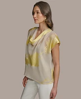 Donna Karan New York Women's Printed Cap-Sleeve Blouse