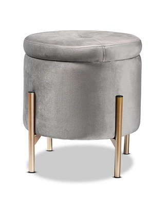 Baxton Studio Malina Contemporary Glam and Luxe Pink Velvet Fabric Upholstered Gold Finished Metal Storage Ottoman