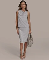 Donna Karan New York Women's Sequined Cowlneck Top