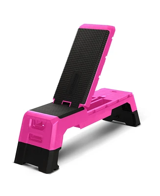 HolaHatha Multifunctional Fitness Aerobic Deck with Storage Compartment, Pink