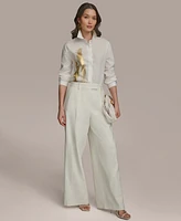 Donna Karan New York Women's Metallic Brushstroke Button Down Shirt