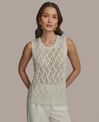 Donna Karan New York Women's Open-Stitch Sleeveless Sweater