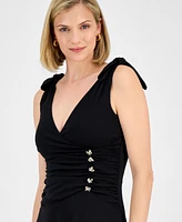Rachel Roy Women's Estelle Knot-Shoulder Ruched Midi Dress