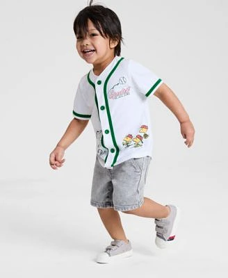 Epic Threads Toddler Boys Peanuts Graphic Short Sleeve Baseball Shirt Relaxed Denim Shorts Exclusively At Macys