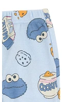 Sesame Street Little Boys Cookie Monster Waffle Knit Pullover Sweatshirt and Jogger Pants Outfit Set