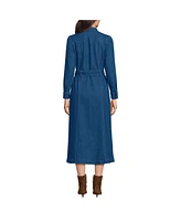 Lands' End Women's Soft Denim Midi Shirt Dress