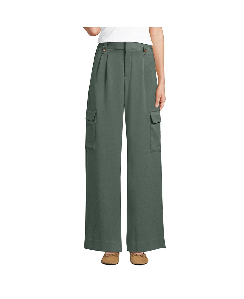 Lands' End Women's Soft Polish Cargo High Rise Wide Leg Pants