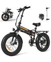 Electric Bike for Adults 20" x4.0 Fat Tire Electric Bicycle with 750W Motor, Foldable Ebkie with 48V 12AH Removable Battery E Bike Long Range 20-55mil