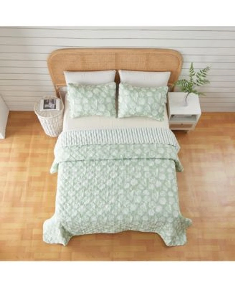 Linery Co. Green Seashell Microfiber Quilt Set With Shams