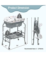 Gouun Portable Baby Changing Table with Storage Basket and Shelves
