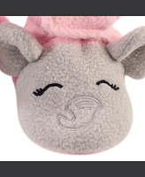 Hudson Baby Toddler Girls Hudson Cozy Fleece Booties, Pink Gray Elephant, 2