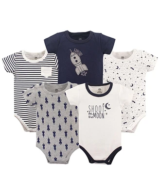 Yoga Sprout Baby Boys Cotton Bodysuits 5pk, Beary Brave, 9-12 Months