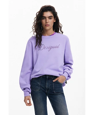 Desigual Women's Sweatshirt with Logo and Rhinestones