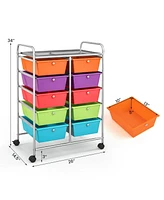 10-Drawer Rolling Storage Cart-Deep