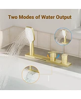 Casainc 2 Handles Deck Mounted Bathroom Tub Faucet Trim with Handshower