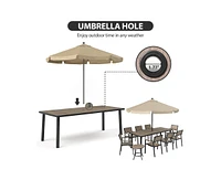 10-Piece Aluminum Outdoor Patio Dining Set with Rectangle Table, Small Side Table and 8-Stackable Chairs