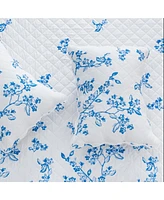 Linery & Co. Blue Floral with Scalloped Hem Microfiber Quilt Set With Shams