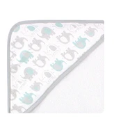 Luvable Friends Baby Unisex Cotton Terry Hooded Towels, Basic Elephant, One Size