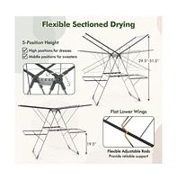 2-Tier Clothes Drying Rack with 33 Drying Rails and Height Adjustable Gullwings