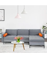 Modular L-shaped 3-Seat Sectional Sofa with Reversible Chaise and 2 Usb Ports