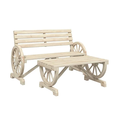 2 Piece Patio Lounge Set Solid Wood Fir