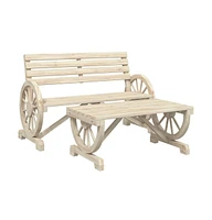2 Piece Patio Lounge Set Solid Wood Fir