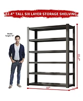 82"H 6 Tier Metal Shelves for Storage Garage Shelving 2400LBS Heavy Duty Storage Shelves Adjustable Garage Shelf Industrial Shelving Unit Storage Util