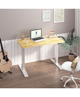 Flexispot E7-commercial 48 W Electric Adjustable Standing Desk, Rubber Wood Top, White Base