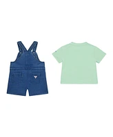 Guess Baby Boys 2-Piece T-Shirt and Knit Denim Overall Set