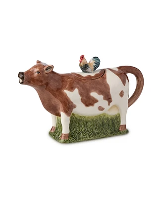 Certified International Vintage Farm 3-d Cow Teapot