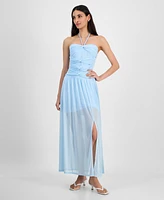 Bar Iii Women's Halter Bandeau Mesh Maxi Dress, Exclusively at Macy's