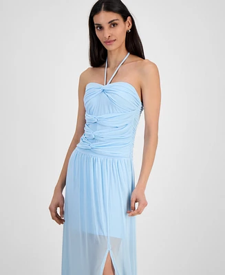 Bar Iii Women's Halter Bandeau Mesh Maxi Dress, Exclusively at Macy's
