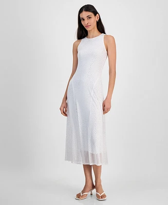 Bar Iii Women's Rhinestone Mesh Midi Dress, Exclusively at Macy's