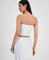Bar Iii Women's Rhinestone Mesh Tube Top, Exclusively at Macy's