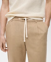 Mango Men's Eu Slim-Fit Linen-Blend Drawstring Pants