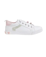 Bebe Little Girls Low Top with Rhinestones Beads and Plate Sneakers