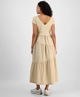 Boss Orange Women's Cotton Mixed Media Tiered Fit & Flare Dress