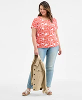 Style & Co Plus Printed Short-Sleeve Top, Exclusively at Macy's