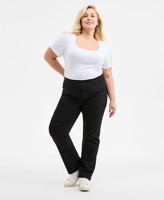 Style & Co Plus Straight-Leg Pull-On Jeans, Exclusively at Macy's