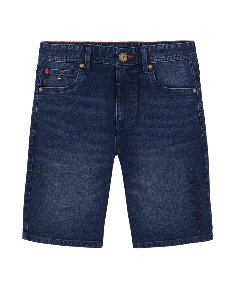 Tommy Hilfiger Big Boys Script Logo Denim Shorts